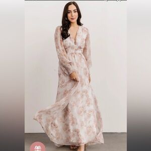 Baltic Born Floral Maxi Dress in Cream and Pink